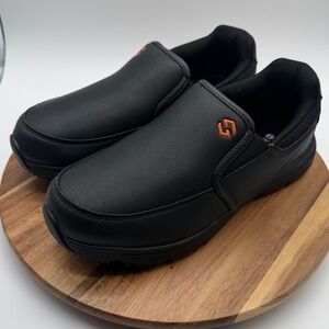 HISEA Men's 8 1/2W Resistant Chef Work Shoes Black Slip On Non Slip Food Service